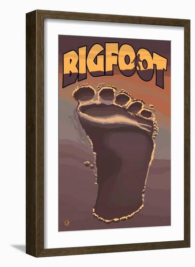 Bigfoot Footprint-Lantern Press-Framed Art Print