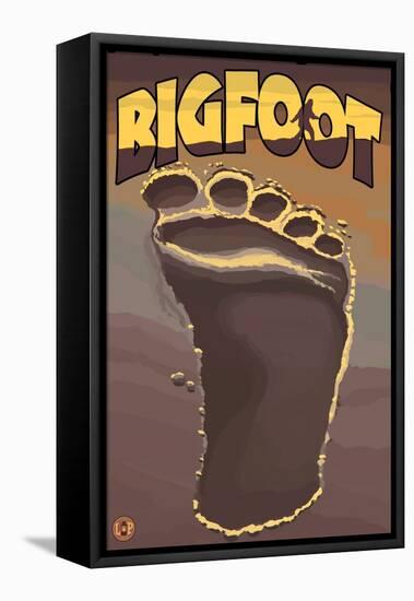 Bigfoot Footprint-Lantern Press-Framed Stretched Canvas