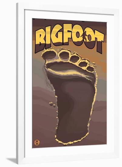 Bigfoot Footprint-Lantern Press-Framed Art Print