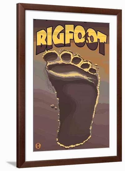 Bigfoot Footprint-Lantern Press-Framed Art Print