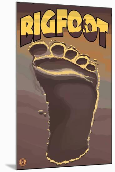 Bigfoot Footprint-Lantern Press-Mounted Art Print
