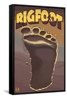 Bigfoot Footprint-Lantern Press-Framed Stretched Canvas