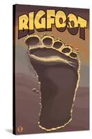 Bigfoot Footprint-Lantern Press-Stretched Canvas