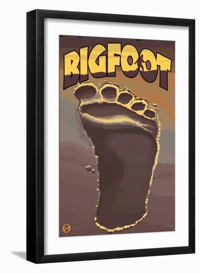 Bigfoot Footprint-Lantern Press-Framed Art Print