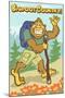 Bigfoot Hiker-Lantern Press-Mounted Art Print
