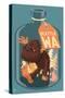 Bigfoot in a Bottle - Seattle, Washington-Lantern Press-Stretched Canvas