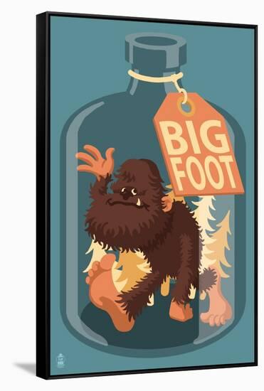 Bigfoot in a Bottle-Lantern Press-Framed Stretched Canvas