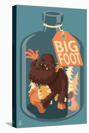 Bigfoot in a Bottle-Lantern Press-Stretched Canvas