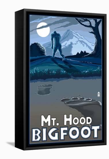Bigfoot - Mt. Hood, Oregon-Lantern Press-Framed Stretched Canvas