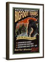 Bigfoot Tours - Vintage Sign-Lantern Press-Framed Art Print