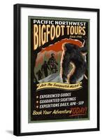 Bigfoot Tours - Vintage Sign-Lantern Press-Framed Art Print