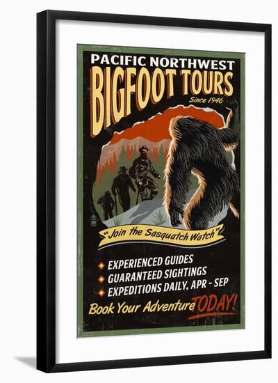 Bigfoot Tours - Vintage Sign-Lantern Press-Framed Art Print