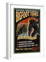 Bigfoot Tours - Vintage Sign-Lantern Press-Framed Art Print