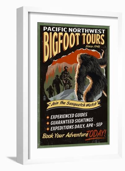 Bigfoot Tours - Vintage Sign-Lantern Press-Framed Art Print