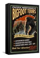 Bigfoot Tours - Vintage Sign-Lantern Press-Framed Stretched Canvas