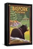 Bigfork, Montana - Bear in Forest-Lantern Press-Framed Stretched Canvas