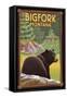 Bigfork, Montana - Bear in Forest-Lantern Press-Framed Stretched Canvas