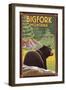 Bigfork, Montana - Bear in Forest-Lantern Press-Framed Art Print