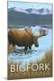 Bigfork, Montana - Moose and Lake-Lantern Press-Mounted Art Print