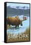 Bigfork, Montana - Moose and Lake-Lantern Press-Framed Stretched Canvas