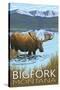 Bigfork, Montana - Moose and Lake-Lantern Press-Stretched Canvas