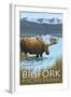 Bigfork, Montana - Moose and Lake-Lantern Press-Framed Art Print