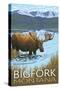 Bigfork, Montana - Moose and Lake-Lantern Press-Stretched Canvas