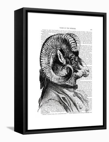 Bighorn Sheep in Suit-Fab Funky-Framed Stretched Canvas