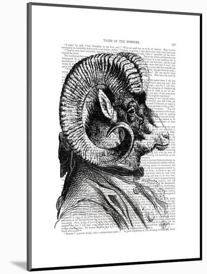 Bighorn Sheep in Suit-Fab Funky-Mounted Art Print