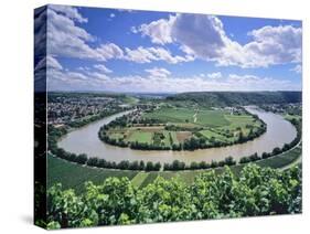 Bight of Neckar River, Mundelsheim, Baden Wurttemberg, Germany, Europe-Marcus Lange-Stretched Canvas