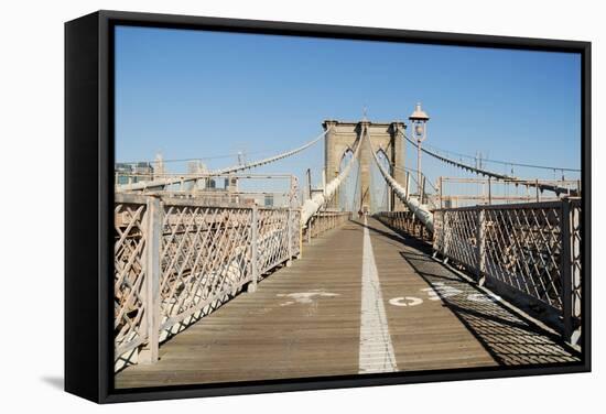 Bike and Pedestrian Lanes on the Brooklyn Bridge-p.lange-Framed Stretched Canvas
