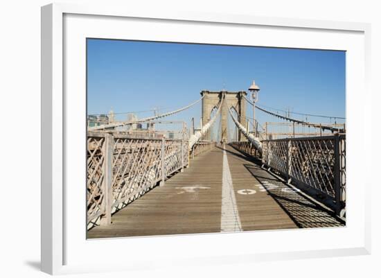 Bike and Pedestrian Lanes on the Brooklyn Bridge-p.lange-Framed Photographic Print