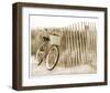 Bike by Beach Fence-null-Framed Art Print