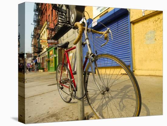 Bike Chained Up, Philadelphia, Pennsylvania, USA-Ellen Clark-Stretched Canvas