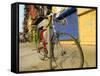 Bike Chained Up, Philadelphia, Pennsylvania, USA-Ellen Clark-Framed Stretched Canvas