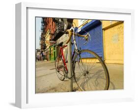 Bike Chained Up, Philadelphia, Pennsylvania, USA-Ellen Clark-Framed Photographic Print