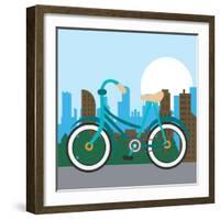 Bike City and Healthy Lifestyle Design-Jemastock-Framed Art Print