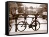 Bike on Bridge and Canal, Amsterdam, Holland-Jon Arnold-Framed Stretched Canvas