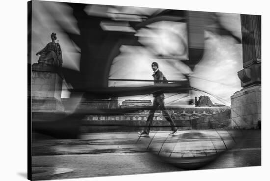 Bike on Paris 2-Moises Levy-Stretched Canvas