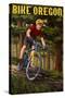 Bike Oregon - River Scene-Lantern Press-Stretched Canvas