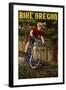 Bike Oregon - River Scene-Lantern Press-Framed Art Print