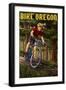 Bike Oregon - River Scene-Lantern Press-Framed Art Print