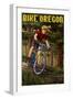 Bike Oregon - River Scene-Lantern Press-Framed Art Print