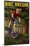 Bike Oregon - River Scene-Lantern Press-Mounted Art Print