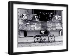 Bike Parked in Front of Fruit Stand, Lombardia, Milan, Italy-Walter Bibikow-Framed Photographic Print