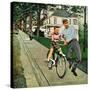 "Bike Riding Lesson", June 12, 1954-George Hughes-Stretched Canvas