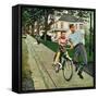 "Bike Riding Lesson", June 12, 1954-George Hughes-Framed Stretched Canvas