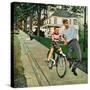 "Bike Riding Lesson", June 12, 1954-George Hughes-Stretched Canvas