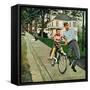 "Bike Riding Lesson", June 12, 1954-George Hughes-Framed Stretched Canvas