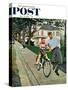 "Bike Riding Lesson" Saturday Evening Post Cover, June 12, 1954-George Hughes-Stretched Canvas